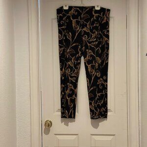 Chico's Size 2.5 Black and Mustard Print Ankle Pant